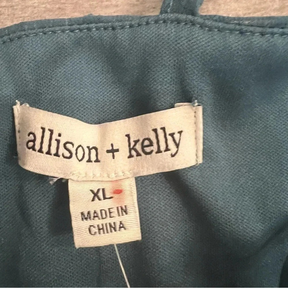 NWT Allison & Kelly Waist Tie Ruffle Hem Romper Size XL Teal Spaghetti Straps - Picture 9 of 12